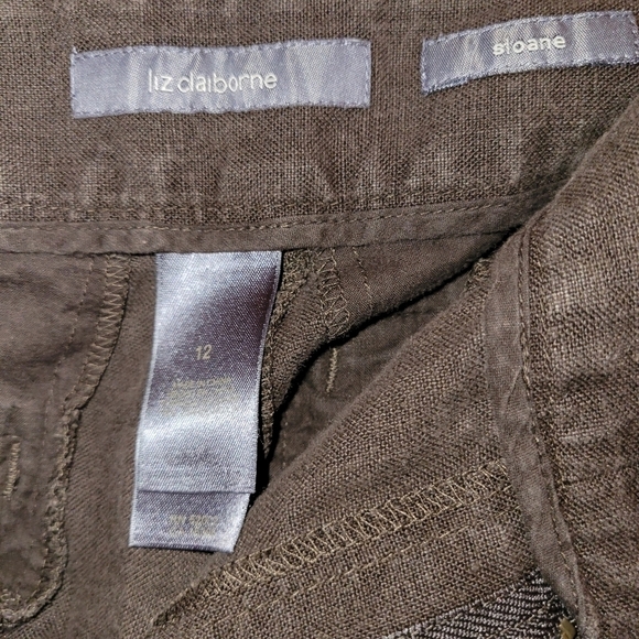 Liz Claiborne Capri Pants Linen Brown 12 - Picture 2 of 2